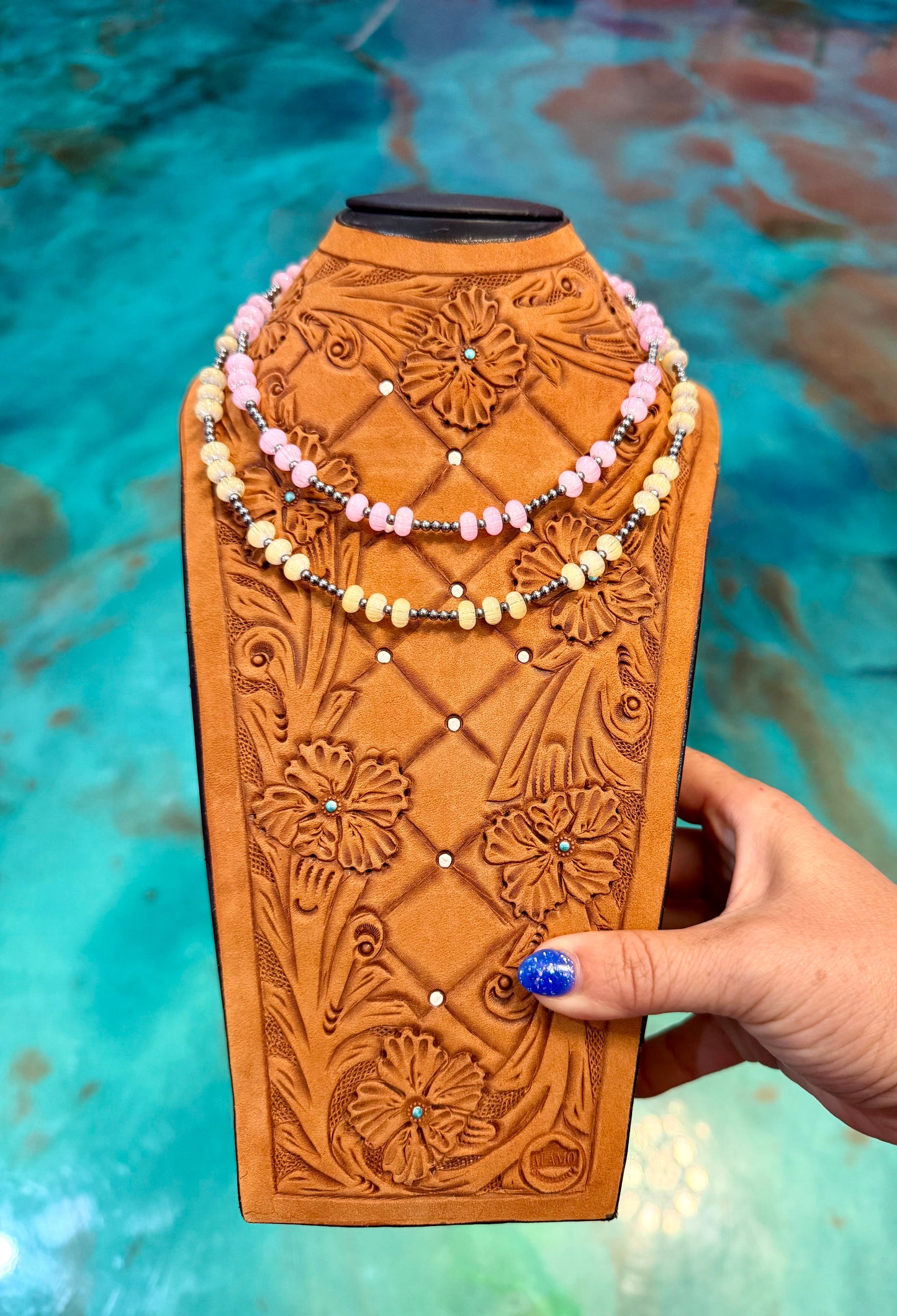 Jaci Pink or Yellow Glass Bead & Sterling Silver Pearl Necklace — Pick Your Favorite