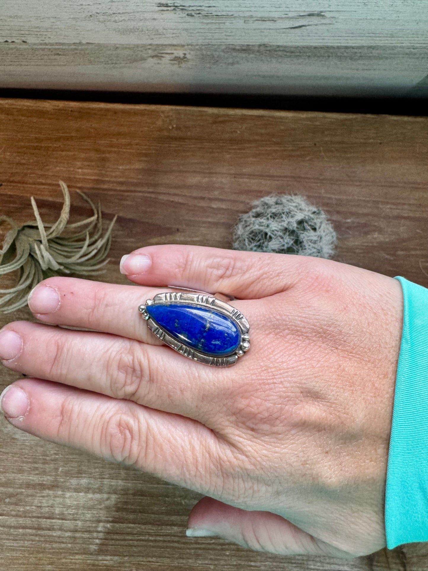 Lapis ring -adjustable - Lapis and sterling silver