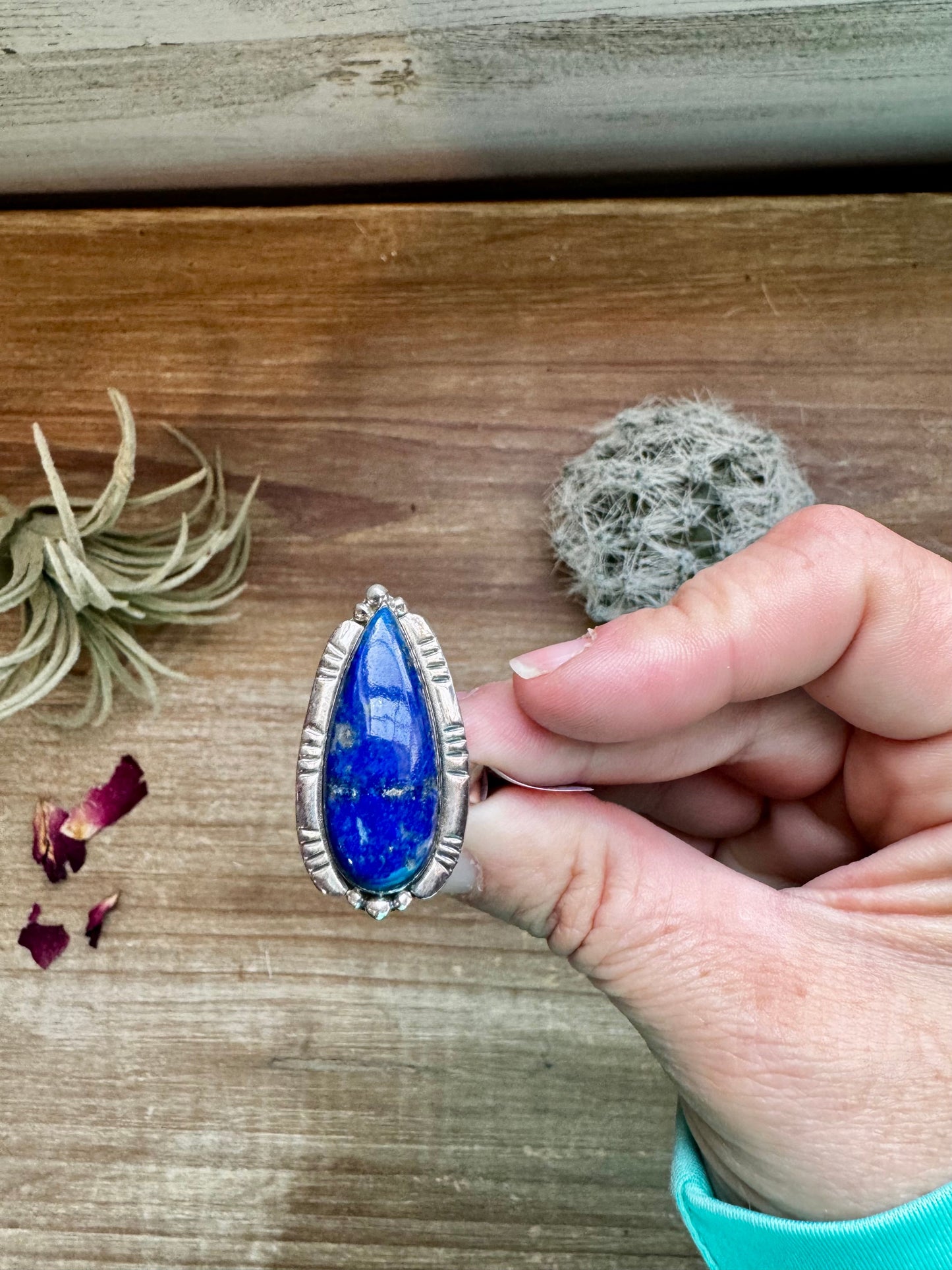Lapis ring -adjustable - Lapis and sterling silver