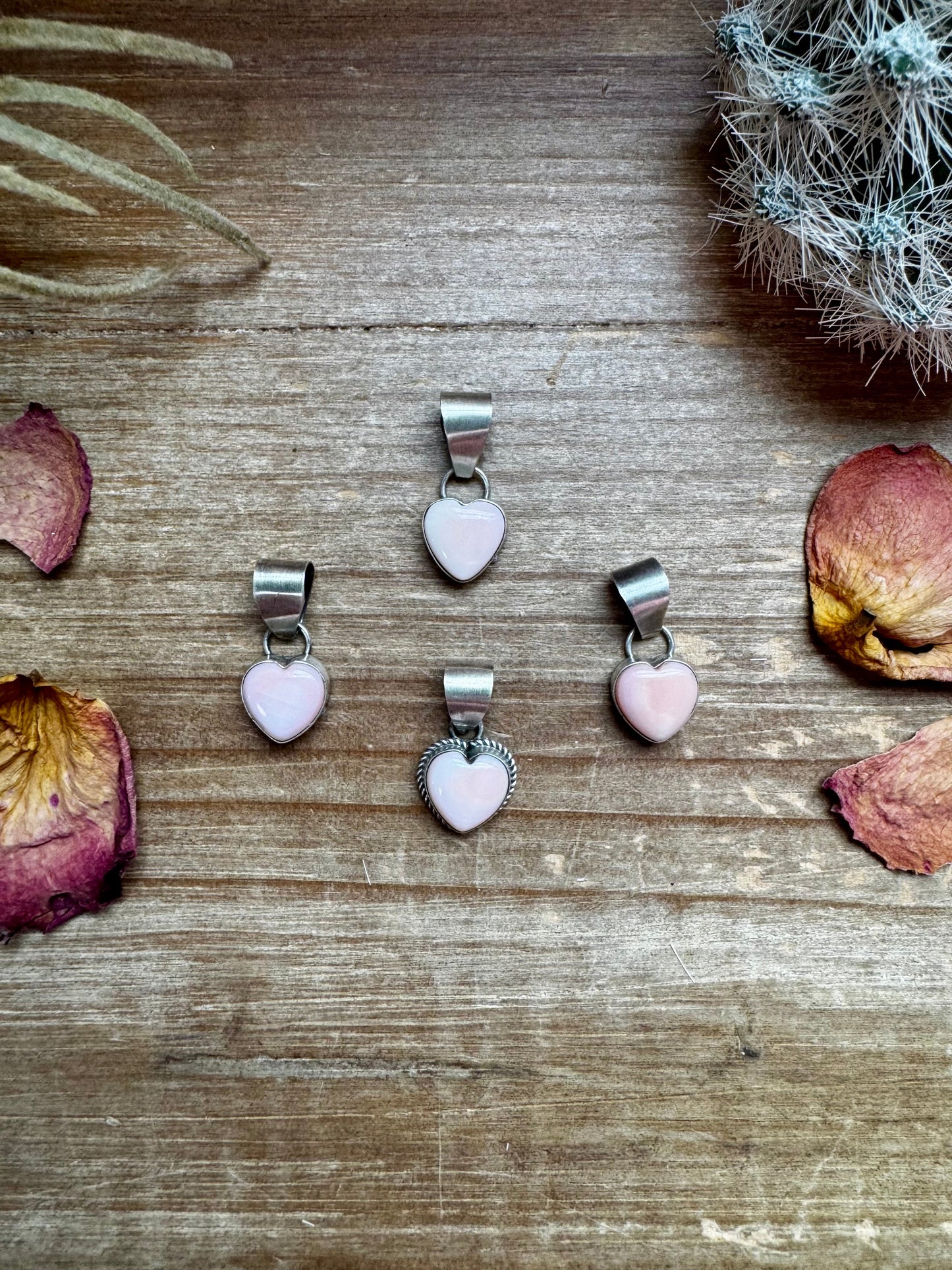 Small Pendant - Heart Shape Pink Conch & Sterling Silver