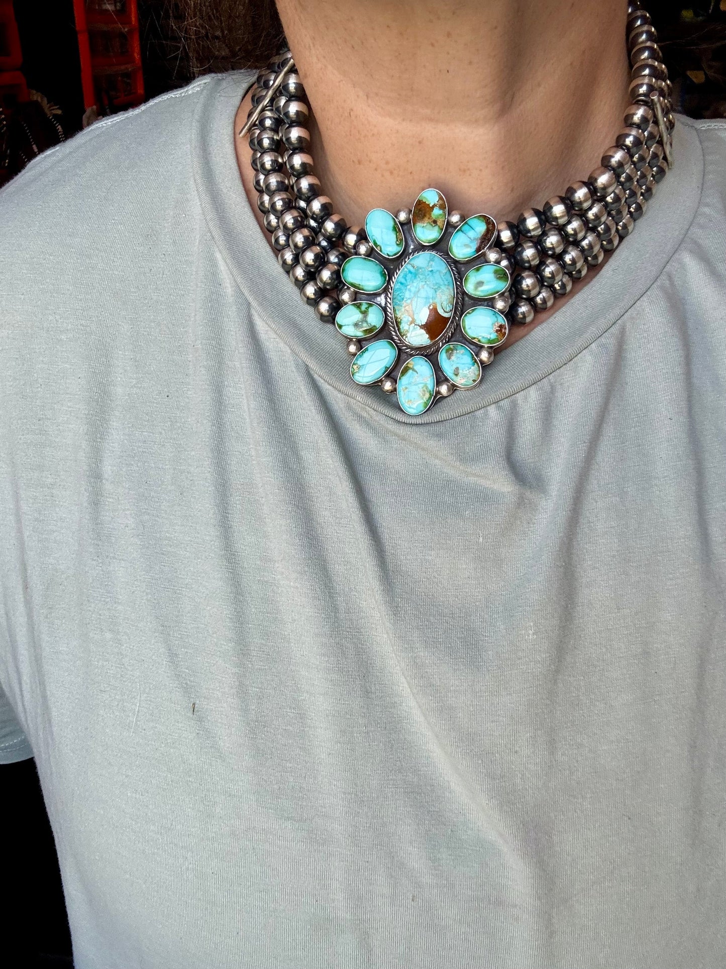 Princess Sonoran Turquoise Necklace – Emerson Thompson, Native Made, Sterling Silver