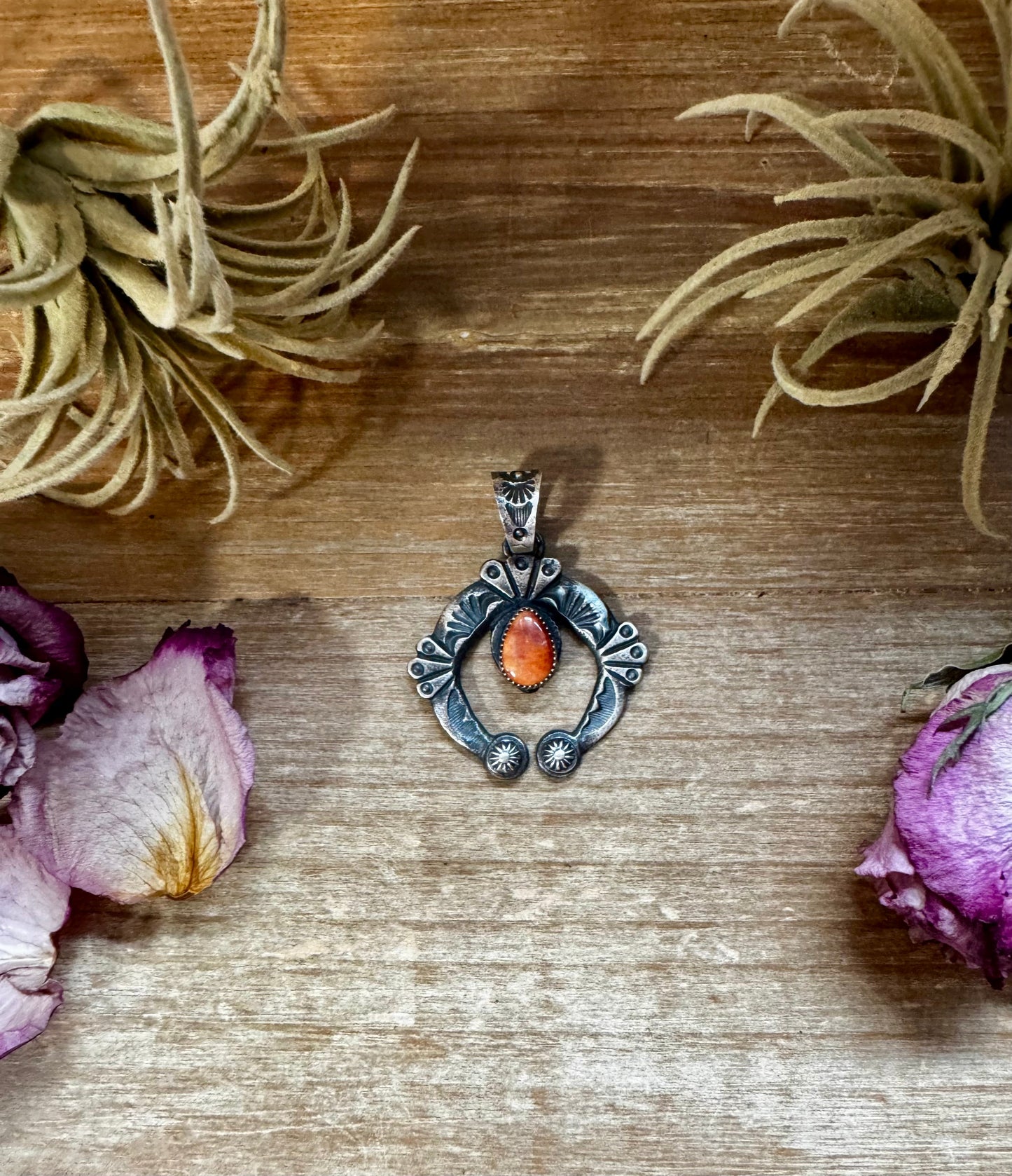 Naja Pendant with Orange & Purple Spiny Oyster – Sterling Silver – Native Made by KB