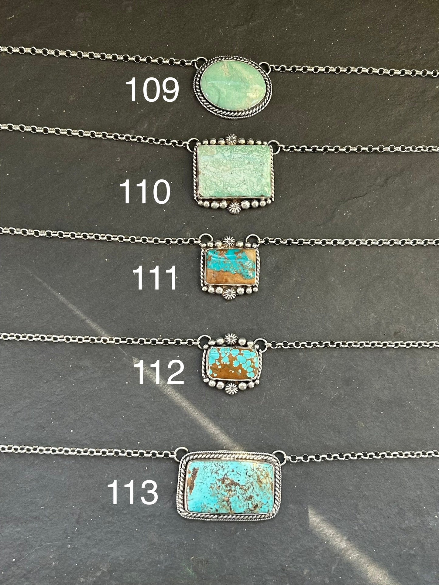 112 - Sterling Silver Mine #8 Turquoise Bar Necklace by Jason Ogg
