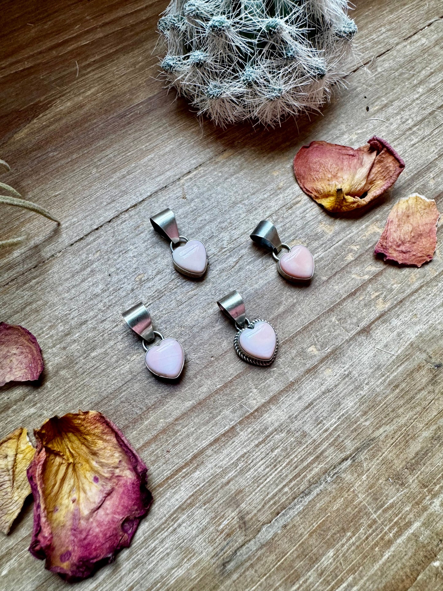 Small Pendant - Heart Shape Pink Conch & Sterling Silver