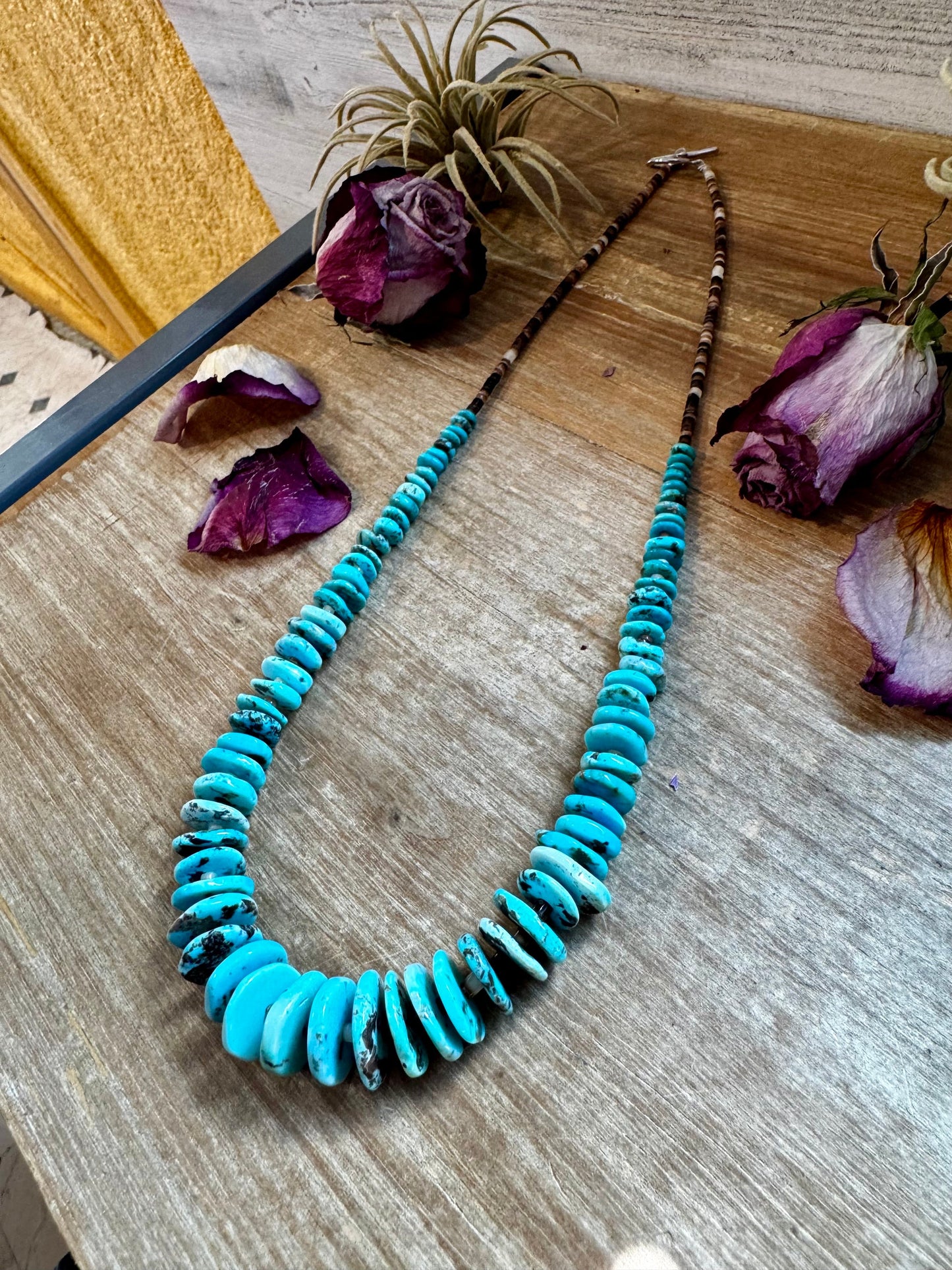 Shell & Turquoise Graduated Necklace – 23"