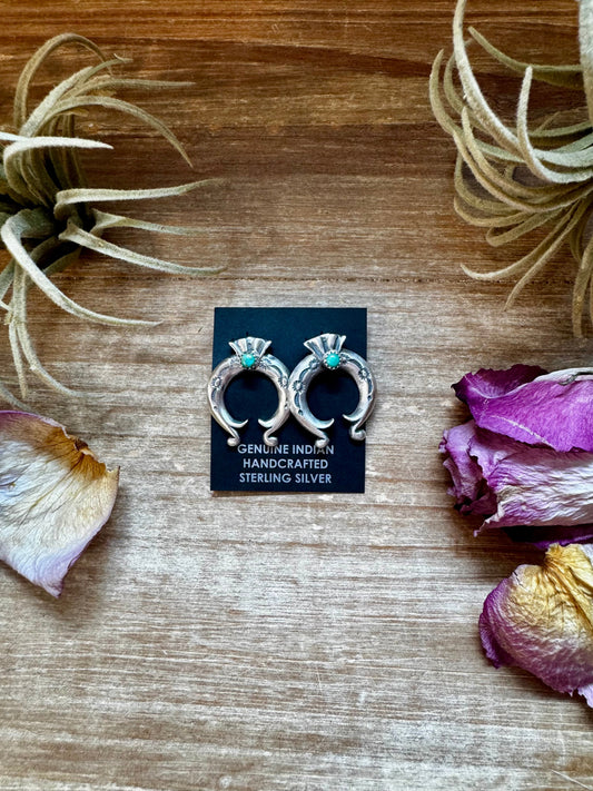 Naja Stud Earrings with Kingman Turquoise – Sterling Silver