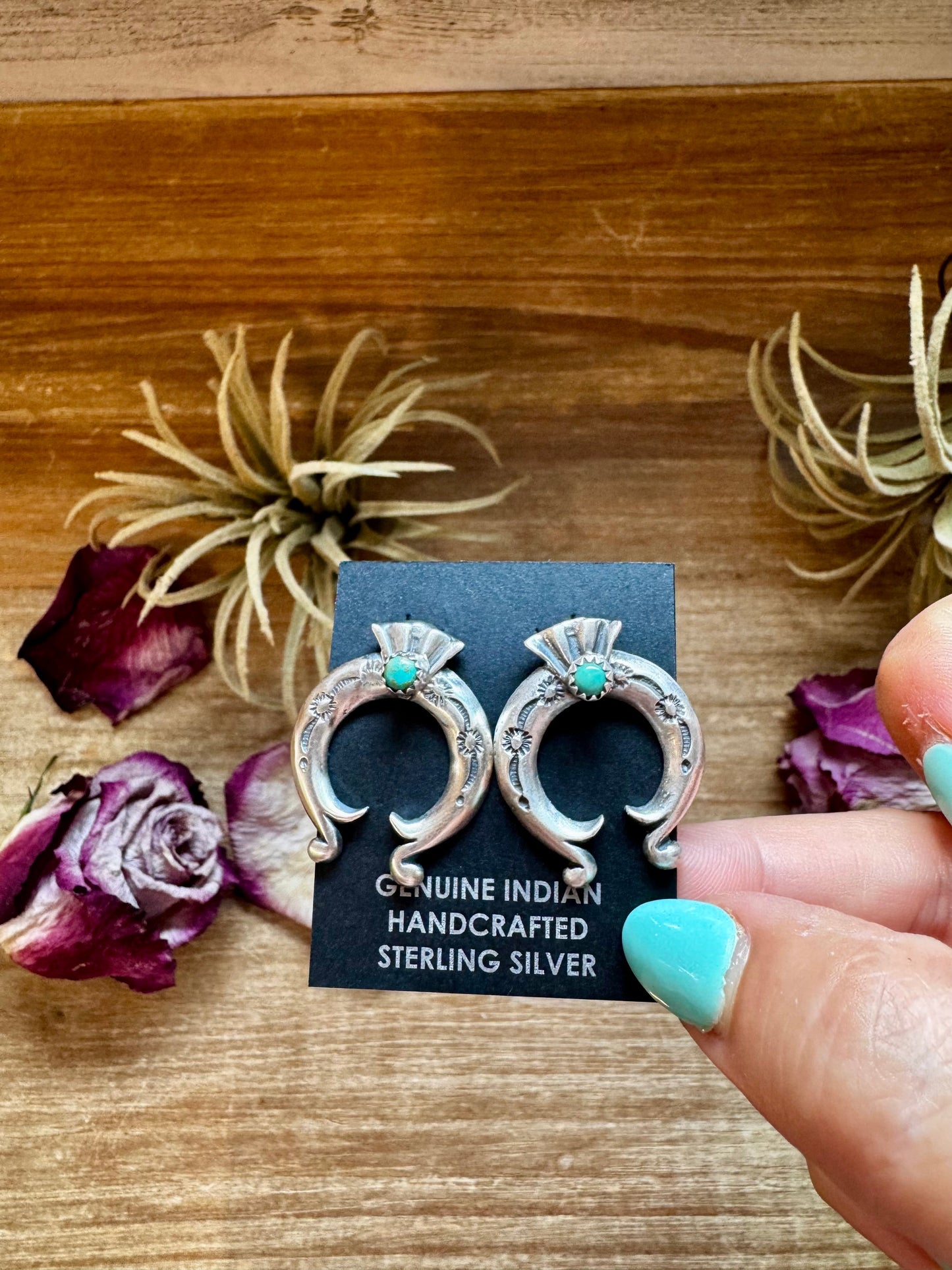 Naja Stud Earrings with Kingman Turquoise – Sterling Silver