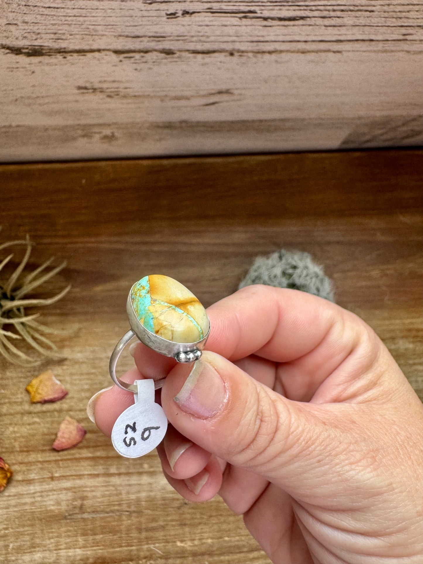 Small Ring - Size 8 1/2 - Ribbon Turquoise & Sterling Silver II