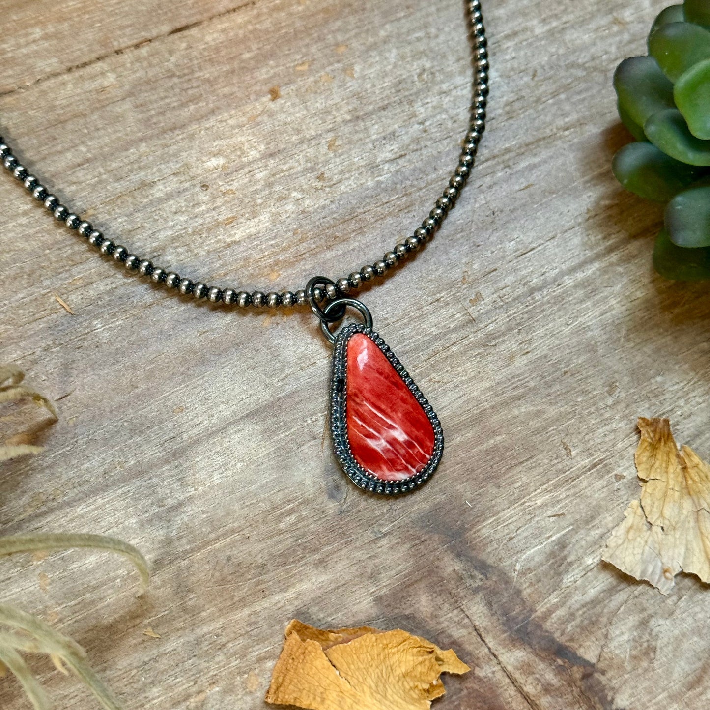 ***FREE Sterling Silver Pearl Necklace + MJ Red Spiny Oyster Pendant