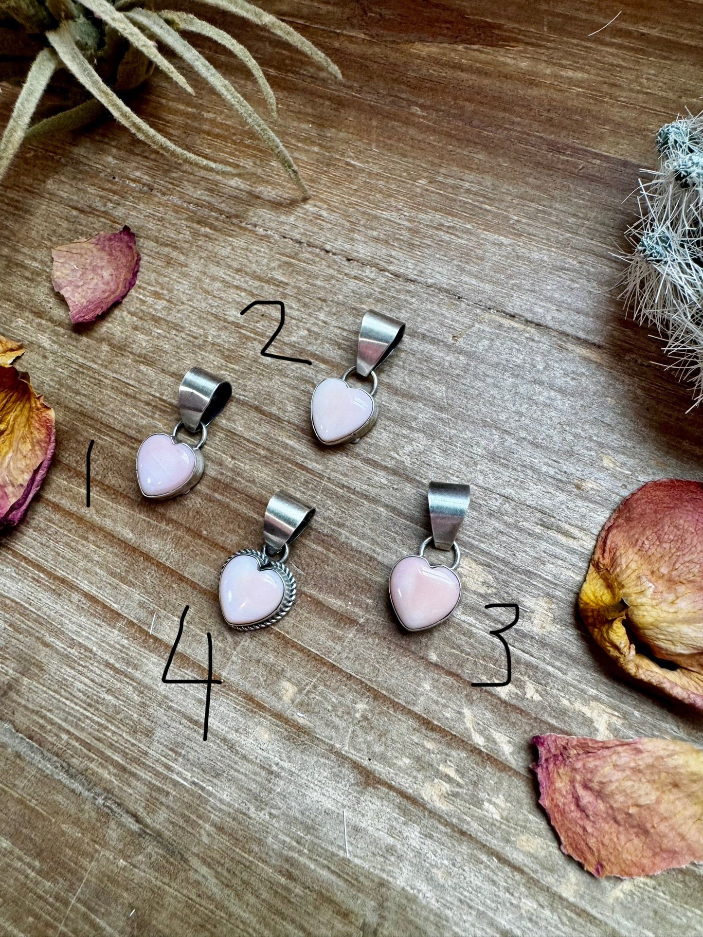 Small Pendant - Heart Shape Pink Conch & Sterling Silver