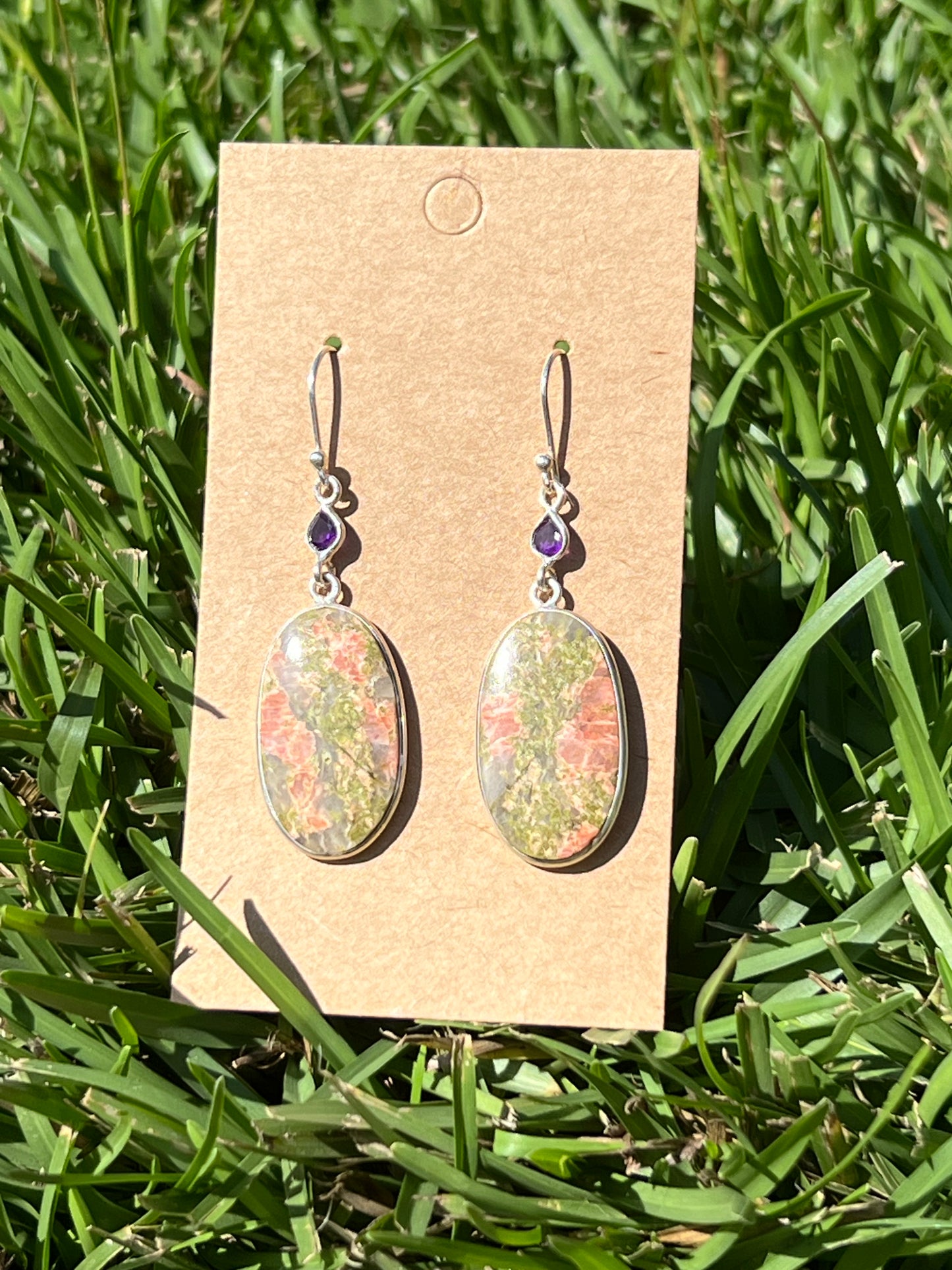 Unakite & Amethyst Earrings