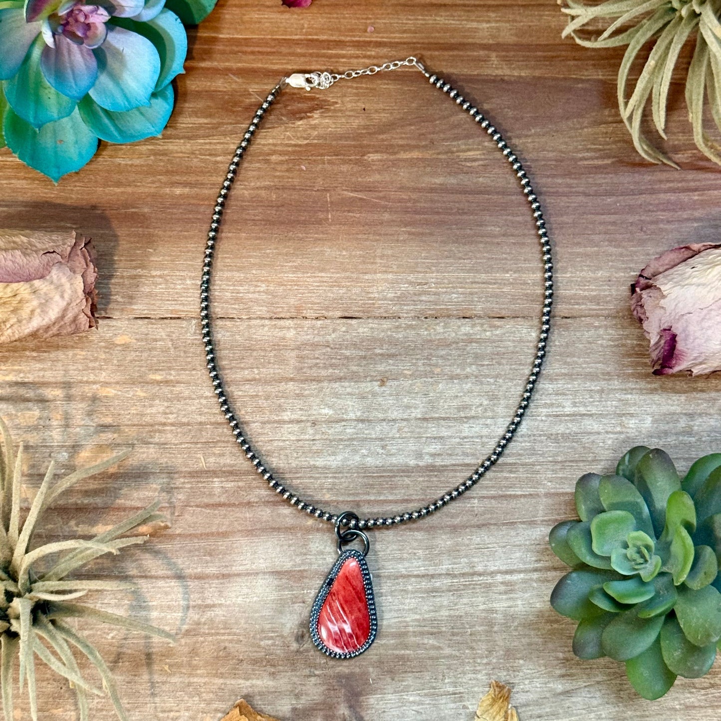 ***FREE Sterling Silver Pearl Necklace + MJ Red Spiny Oyster Pendant