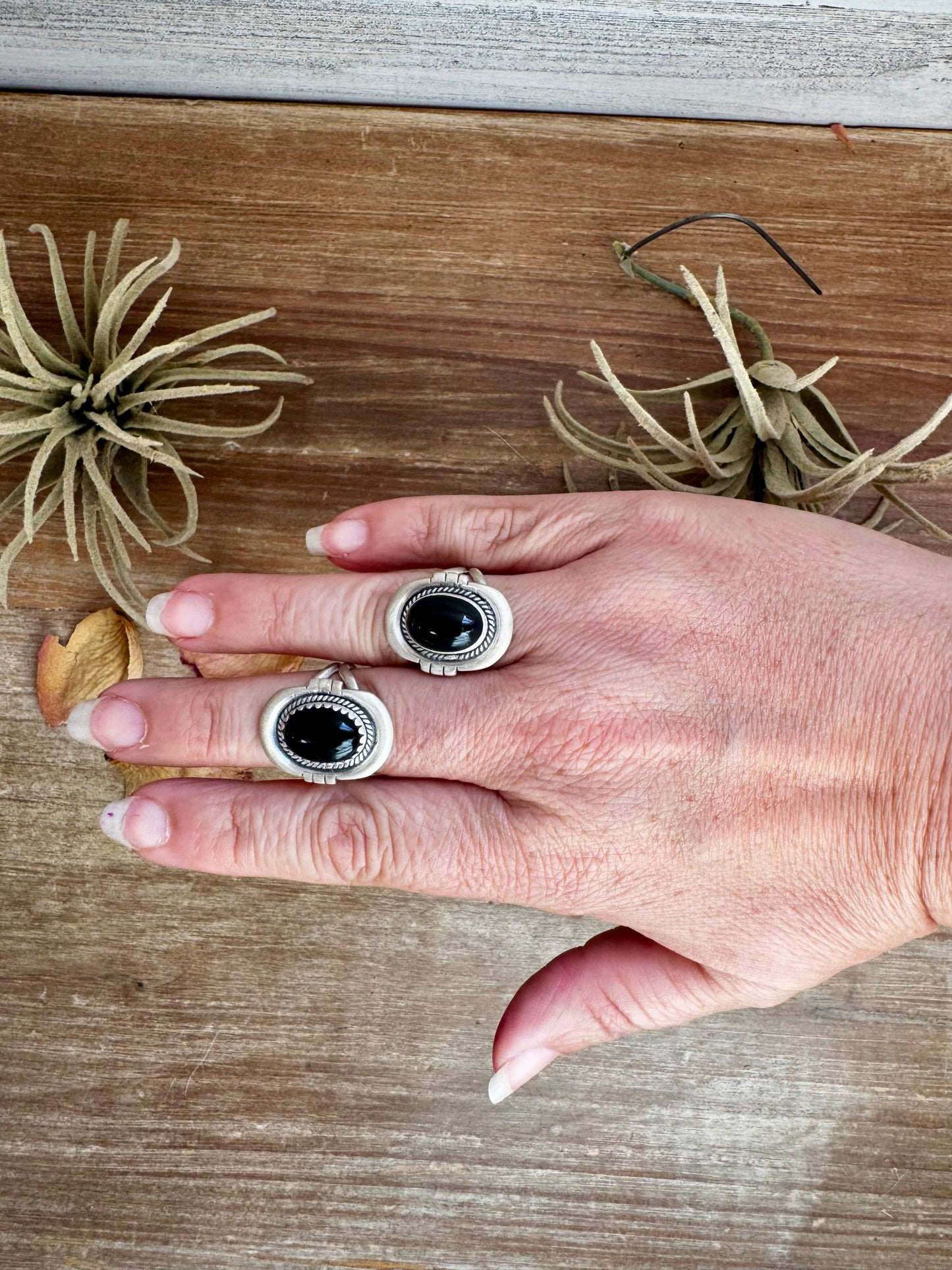 Black Onyx Oval Ring – Sterling Silver – Sizes 7.5 & 8