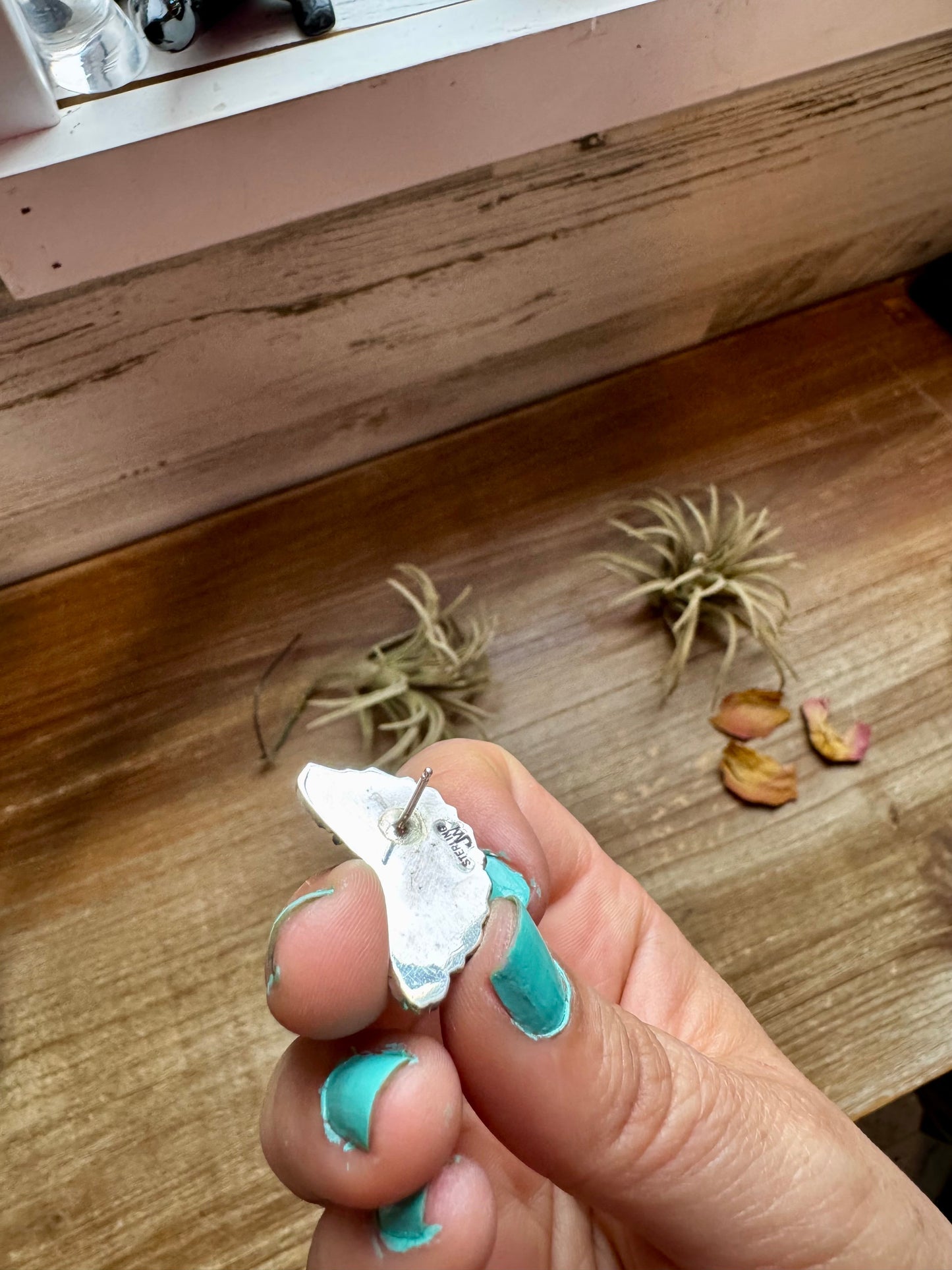 Half Cluster Earrings – Pink Dahlia & Sterling Silver