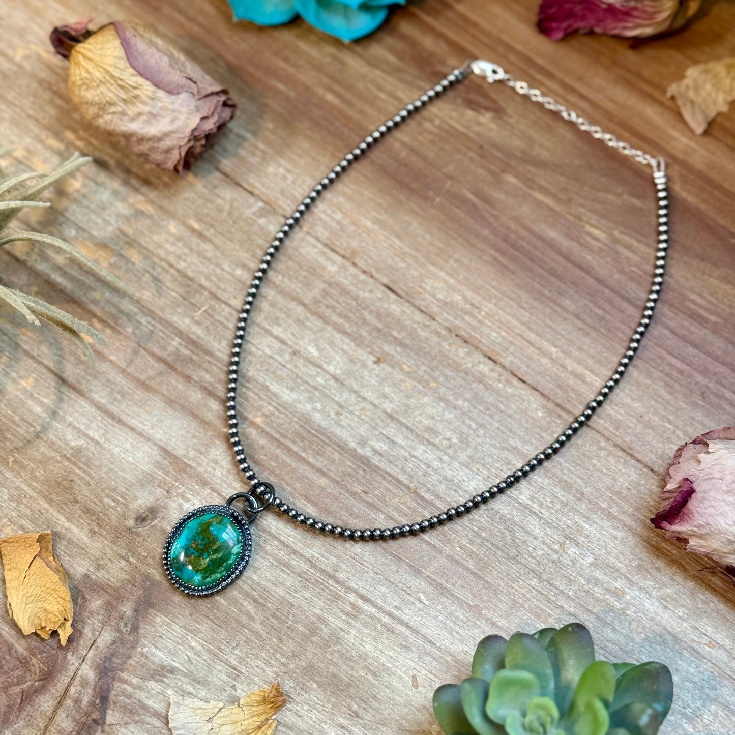 ***FREE Sterling Silver Pearl Necklace + MJ Green Turquoise Pendant
