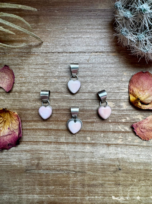 Small Pendant - Heart Shape Pink Conch & Sterling Silver