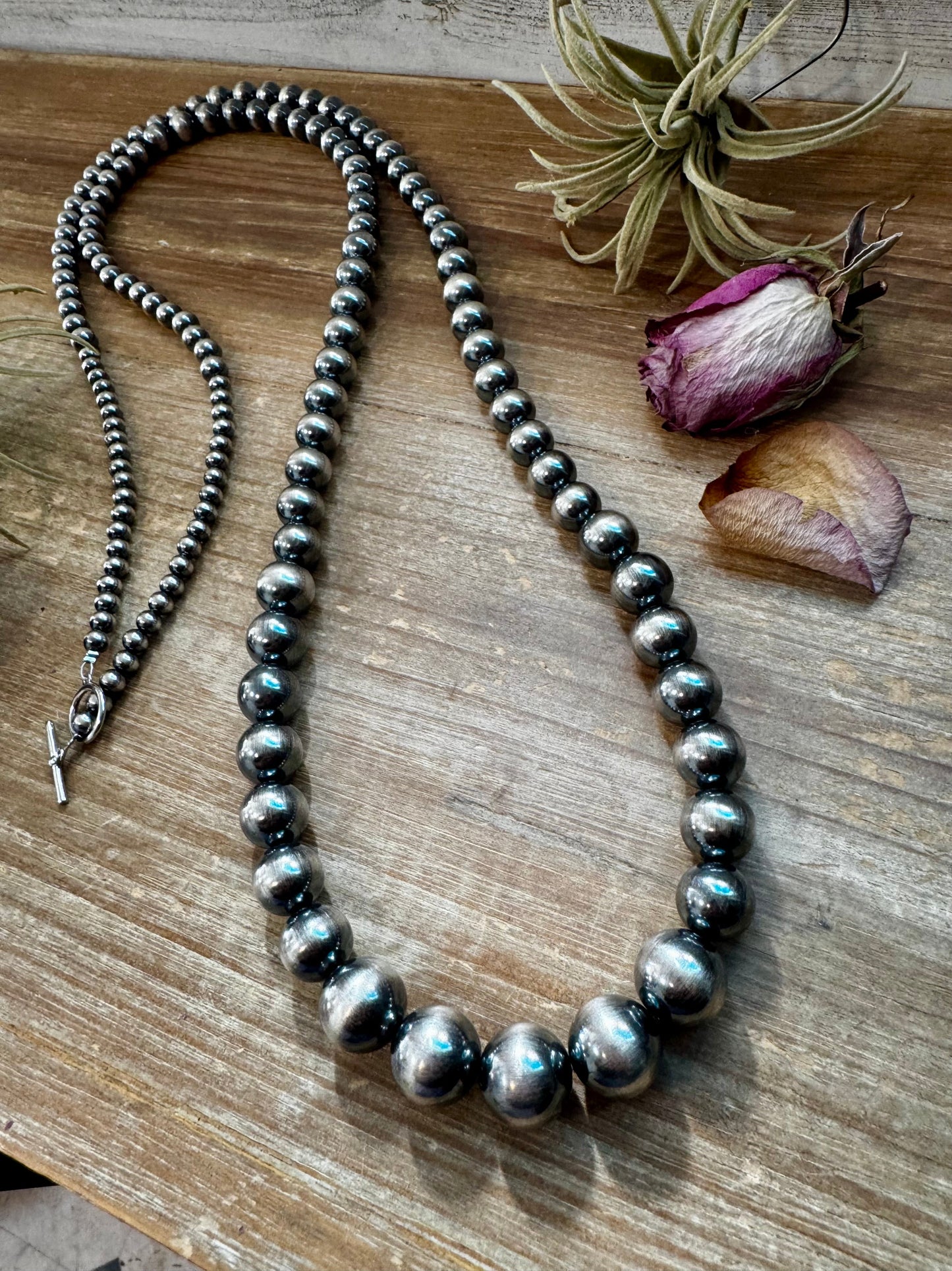 NFR Collection Necklace – Graduated Sterling Silver Pearls 6mm to 16mm 51”