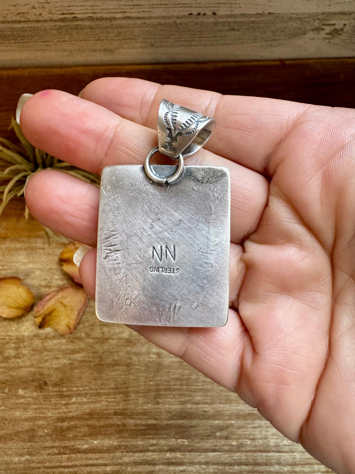 Golden Hill Turquoise Pendant – Navajo Handmade by Ned Nez, Sterling Silver