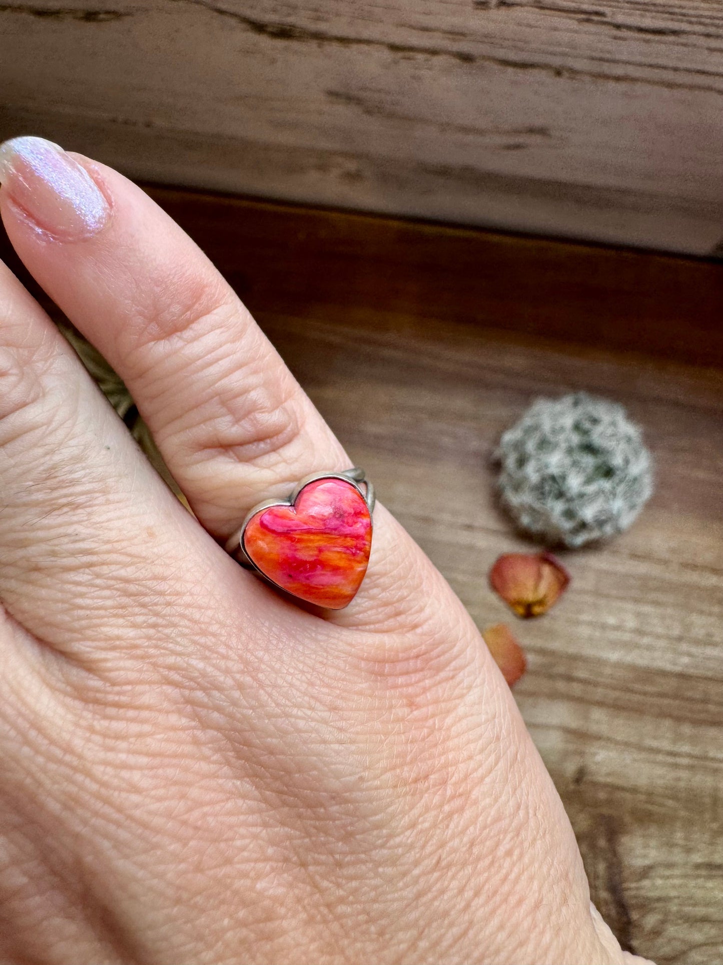 Heart Ring - Size 6 -Dahlia ring and sterling silver IIII