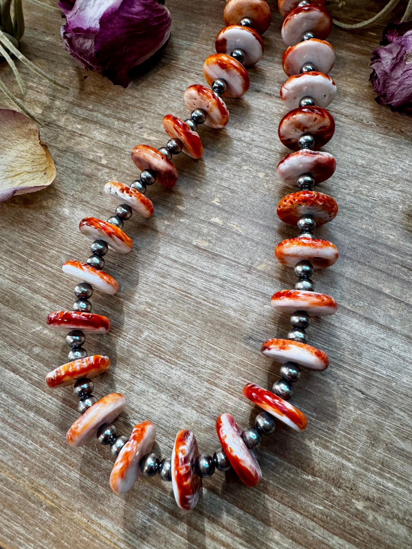 NFR Collection Necklace – 6mm Sterling Silver Pearls with 16mm Spiny Oyster – 38"