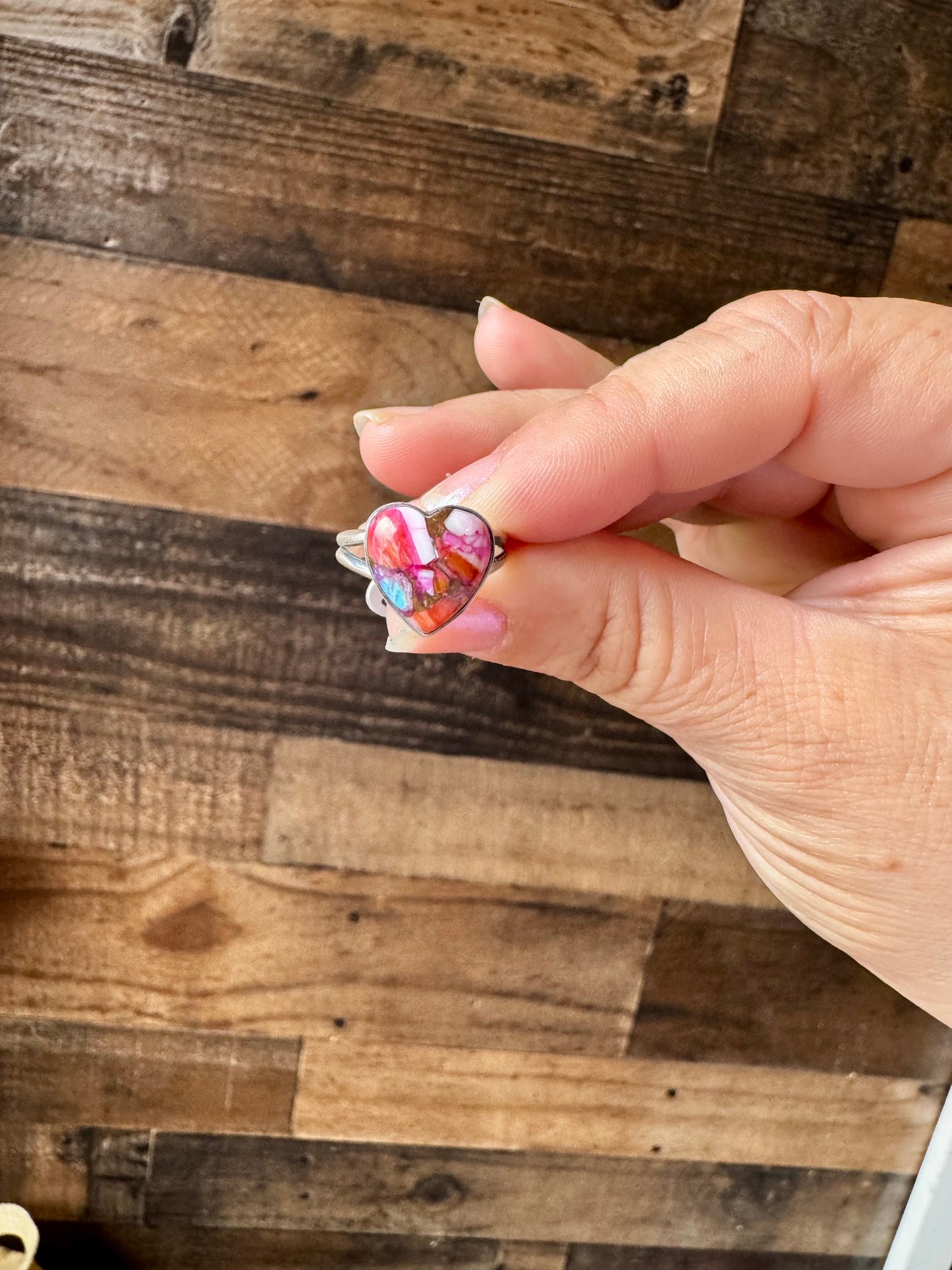 Heart Ring - Size 6 1/2 -Dahlia ring and sterling silver