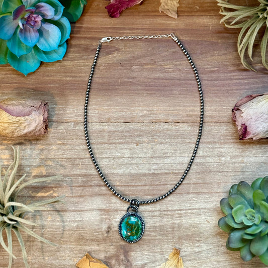 ***FREE Sterling Silver Pearl Necklace + MJ Green Turquoise Pendant