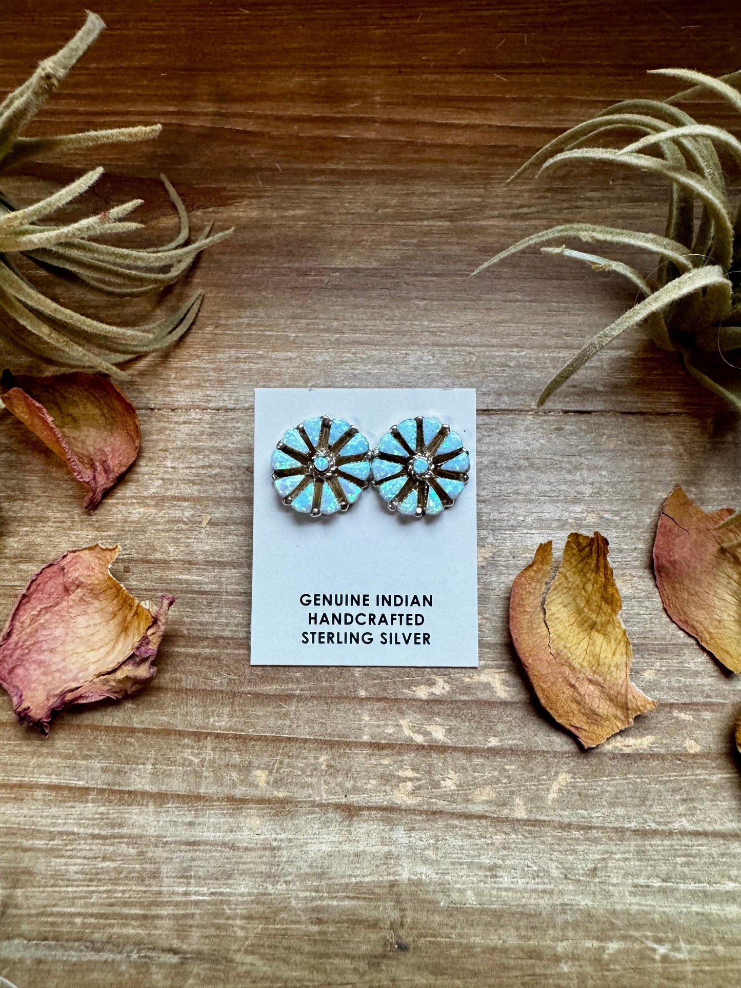 Cluster Earrings – White Opal & Sterling Silver