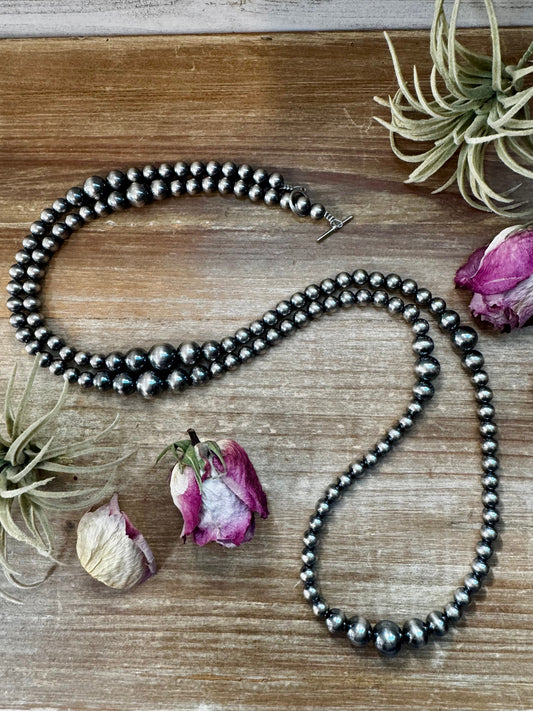 NFR Collection Necklace – Graduated Sterling Silver Pearls 8mm to 14mm  46.5"