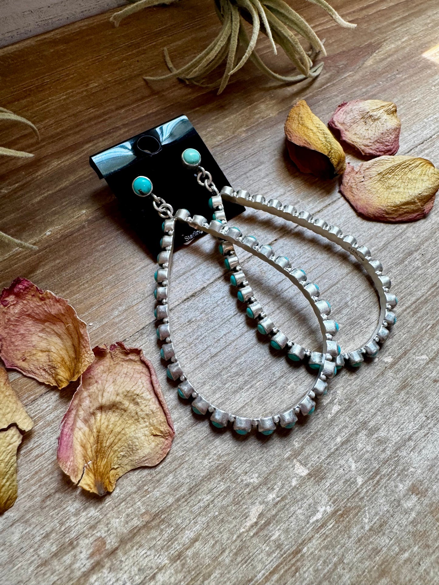 Kingman Turquoise Teardrop Dangle Earrings – Sterling Silver