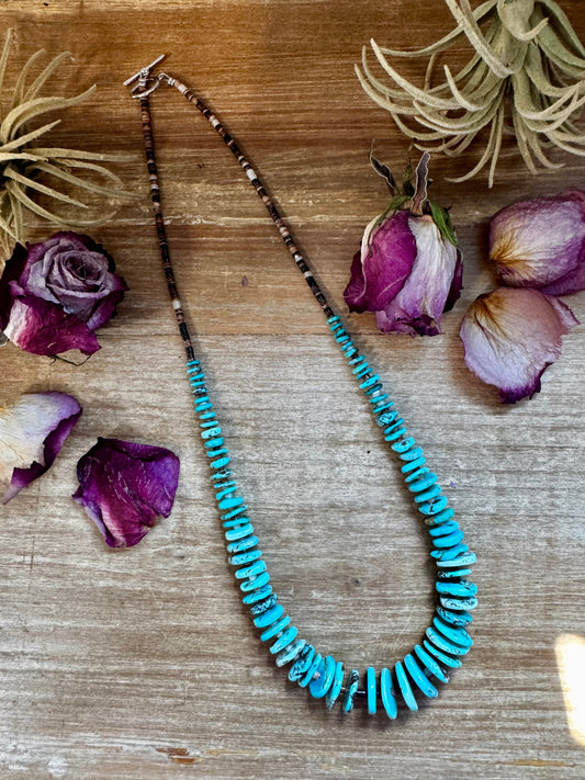 Shell & Turquoise Graduated Necklace – 23"