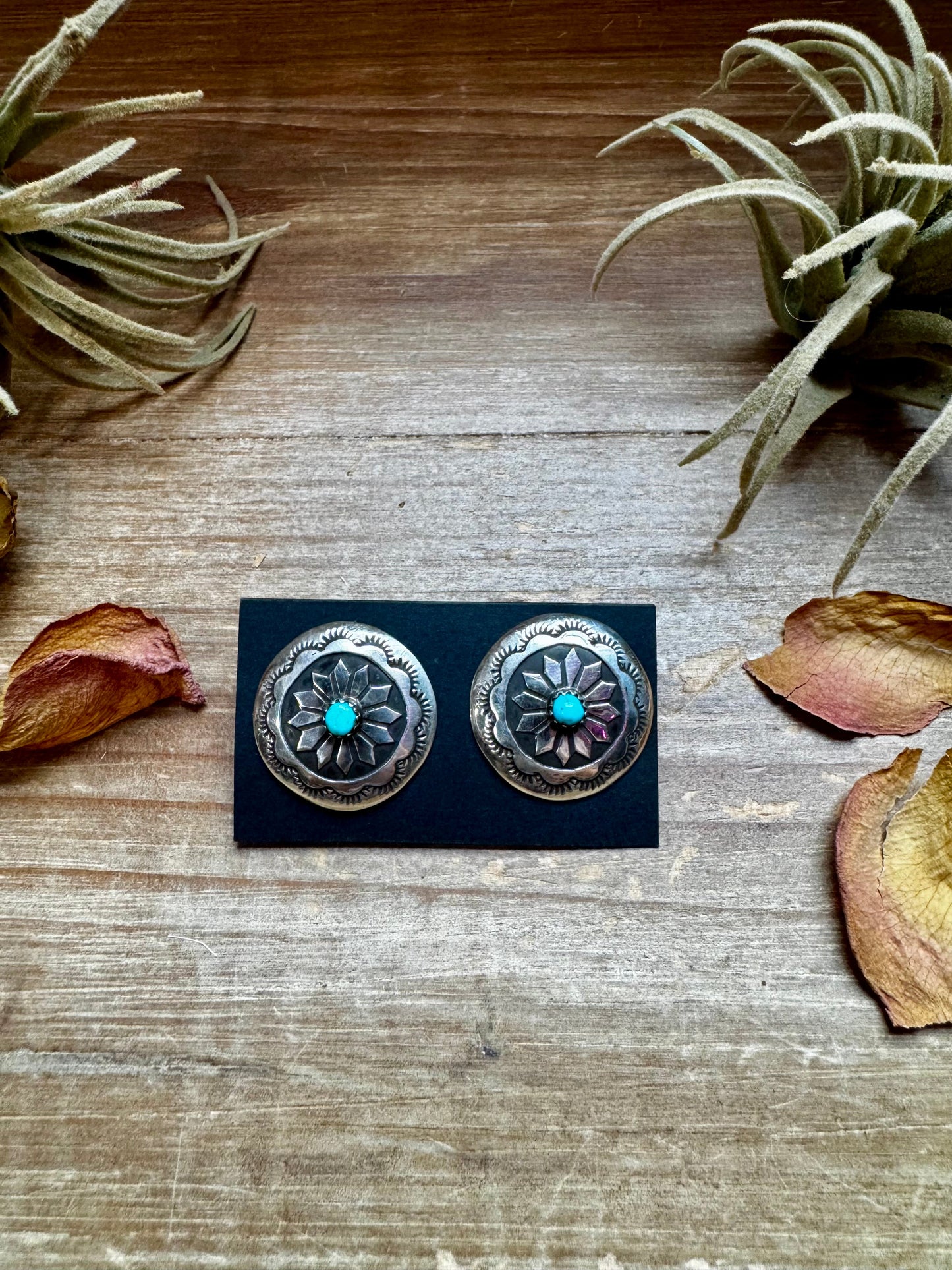 Concho Earrings – Kingman Turquoise & Sterling Silver