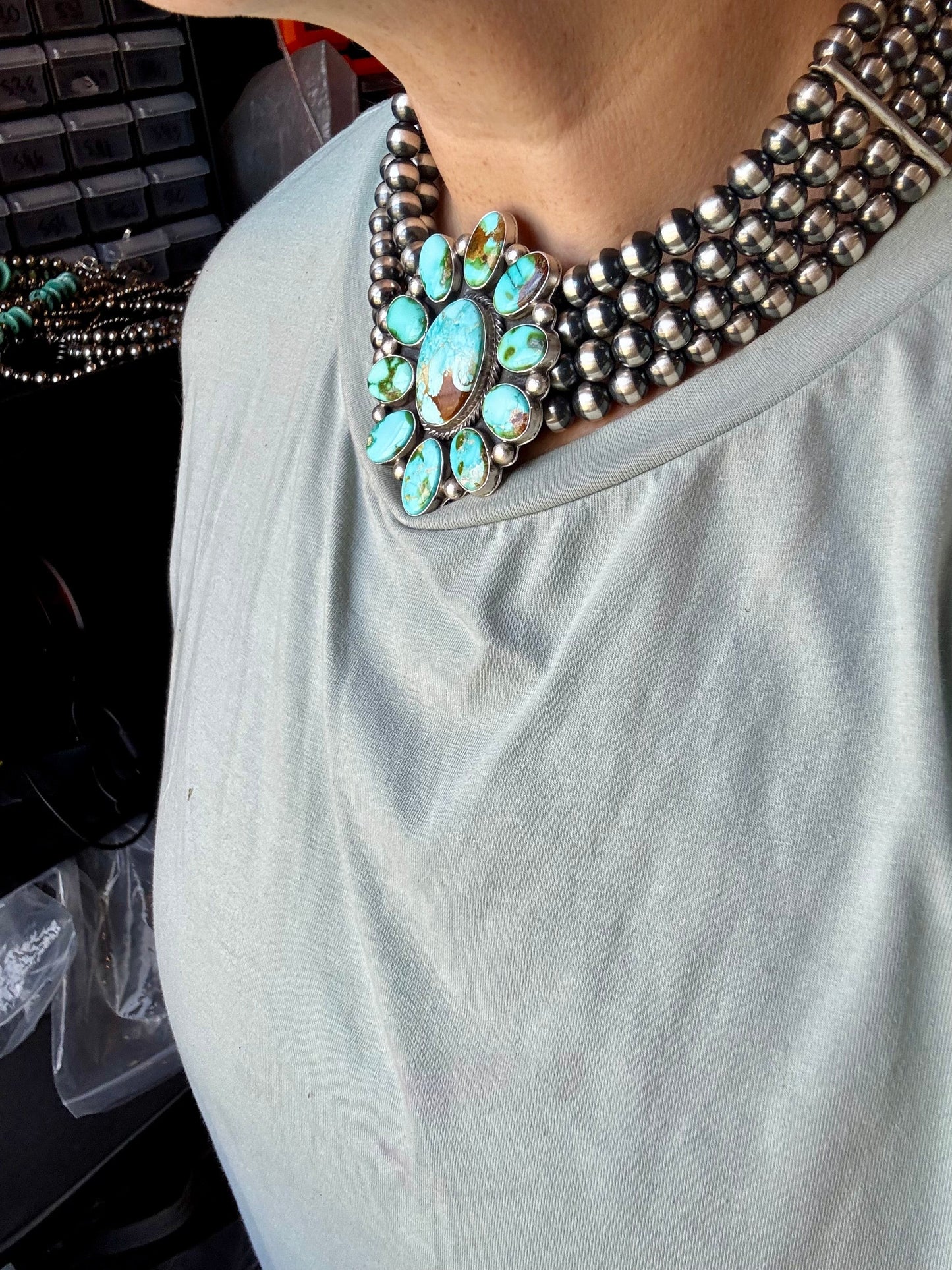 Princess Sonoran Turquoise Necklace – Emerson Thompson, Native Made, Sterling Silver